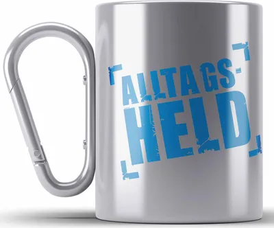 Produktbild von Trendation - Alltags-Held Lustige Edelstahl Tasse Karabiner Büro Karabiner Edelstahl Tasse Karabiner Edelstahl Kaffeebecher Kollege Kollegin Männer Mann Lustig (Silber)