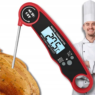 Zdjęcie produktu dla Omna | Termometr cyfrowy – wodoodporny – czerwony – precyzyjny pomiar temperatury – idealny do mięsa i oleju
