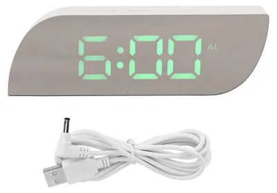 LED-Digitaluhr mit Spiegeldisplay, 12/24h, Helligkeit einstellbar, Wecker