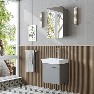 Produktbild von Roomart LYCIA-50 Badmöbel-Set 3-teilig 50 cm breit, Grau