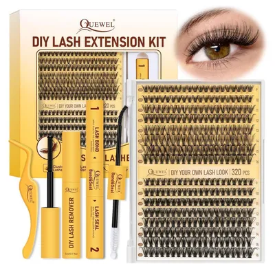 Produktbild von Wimpern-Extensions-Set 320 Stück 30D+40D mit Kleber, Pinzette und Remover