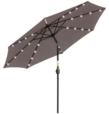 Immagine prodotto di Ombrellone da Giardino Inclinabile Ø265 cm con 32 Luci LED Solari e Manovella Grigio