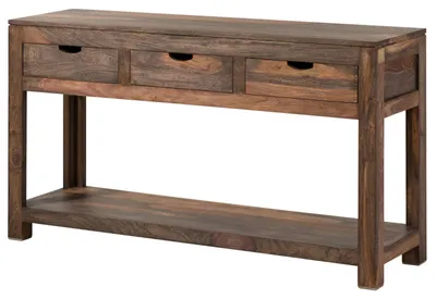 Immagine prodotto di MASSIVMOEBEL24 | tavolino da consolle in legno di Sheesham / palissandro 140x40x78 grigio scuro oliato NATURE GREY #90