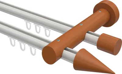Produktbild von Interdeco Innenlaufstange / Gardinenstange mit Innenlauf Weiß / Kirschbaum lackiert, Typ Talent Siveo (Kegel), 20 mm Ø 2-läufig, 600 cm