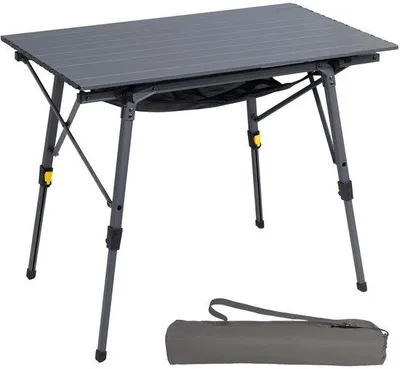 Produktbild von Unyqoos® Campingtisch klappbar aus Aluminium für 4 Personen – höhenverstellbar 45–69,9 cm, 89,9×53×69,9 cm, Tragkraft 60 kg, mit Tragetasche & Netzablage