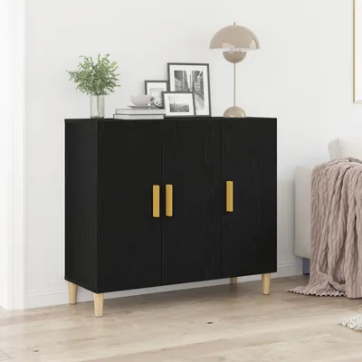 Produktbild von Möbel Sideboard Schwarz Eiche 90x34x80 cm Holz - Kommoden 862761