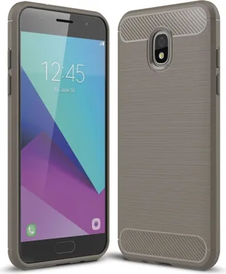 Produktbild von Samsung Galaxy J7 2018 Hülle Silikon Grau Carbon Optik Case TPU Handyhülle Bumper