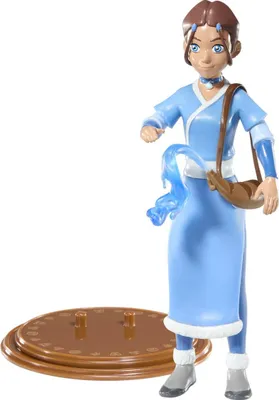 A product shot of a Katara action figure from Avatar: The Last Airbender, with a display stand.