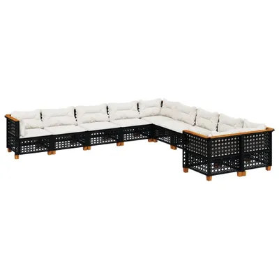 Immagine prodotto di vidaXL Set di divani da giardino da 10 pezzi con cuscini in polirattan nero