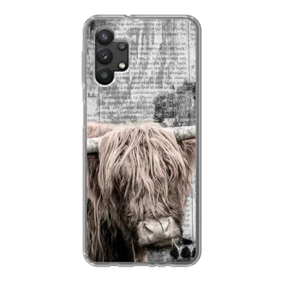 Produktbild von MuchoWow® Handyhülle Schutzhülle Hülle für Samsung Galaxy A32 5G Schottischer Hochländer - Vintage - Text Silikon Softcase Handy Hülle - Softcase