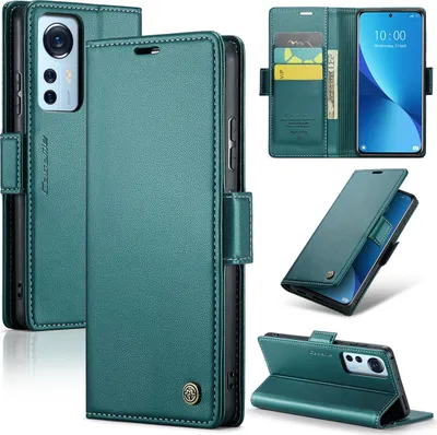 Image de Xiaomi 12 Case, RFID Blocking Card, Advanced Flip Leather Case with Stand Function for Xiaomi 12 / 12X / 12S green