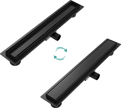 Obrázek produktu pro EMKE sprchový žlábek z nerezové oceli 60 cm matně černý podlahový sifon se zápachovou uzávěrkou sprchový odtok velmi plochý okraj odtoku