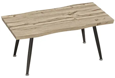 Zdjęcie produktu dla Stolik kawowy ze stalowymi nogami i blatem o grubości 4 cm | Kolor: dąb + czarny | Wymiary: 100x50x45 cm