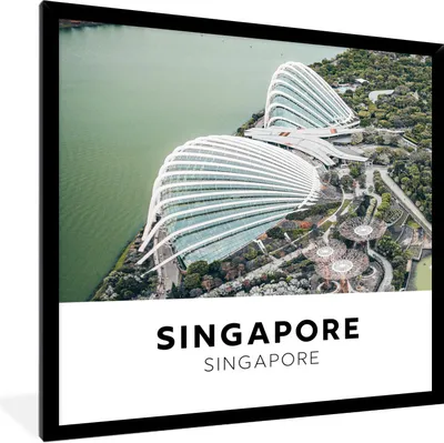 Produktbild von MuchoWow® Gerahmtes Poster Singapur - Architektur - Wasser 40x40 cm - Poster mit Schwarzem Bilderrahmen Wandposter Rahmen Foto Bilder - Mit Rahmen - Wanddekoration Schlafzimmer