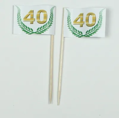 Produktbild von Party-Picker Flagge Jubiläumskranz "40" Jubiläum Papierfähnchen in Spitzenqualität 25 Stück Beutel