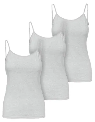 Produktbild von Ladeheid Unterhemd Damen Spaghetti Top Damen Baumwolle Tank Top Damen Set 3 Stück LA40-263 (Grau Melange, S)
