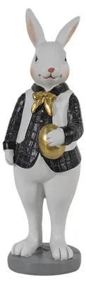Produktbild von Clayre & Eef Figur Kaninchen 5x5x15 cm Schwarz Weiß Polyresin