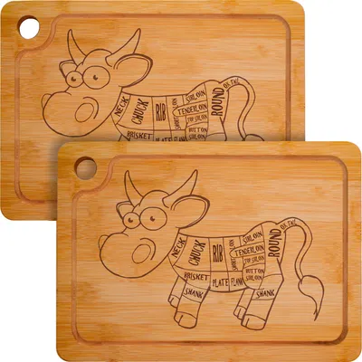 Imagen del producto de Tabla de cortar de bambú COMIC OX, 33x23x2 cm, juego de 2 unidades