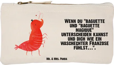 Produktbild von Mr. & Mrs. Panda kosmetiktäschchen Garnele Franzose Größe S Klein - Weiß - Geschenk, Meer, Pouch, Kulturbeutel, Etui, Federtasche, Französisch, Krabbe, beauty case