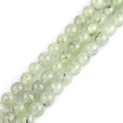 Obrázok produktu pre Okrúhle koráliky z prehnitu, priemer 12 mm, vhodné na výrobu šperkov, 1 retiazka, 31-33 kusov, otvor 2 mm