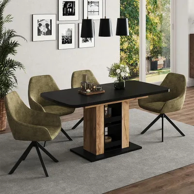 Produktbild von Esstisch Vicco Fenaro Schwarz/Goldkraft Eiche 120 x 80 cm, Model 59604