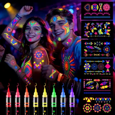 Produktbild von UV-Neon-Körperfarbe, Make-up-Stifte, 8 Farben