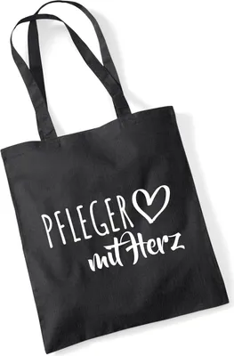 Produktbild von Huuraa Jutebeutel Pfleger mit Herz 10 Liter Black Baumwolle Tasche Geschenkidee