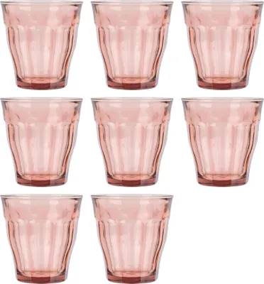 Produktbild von Duralex Picardie Glasbecher – 250 ml – Rosa – 8 Stück
