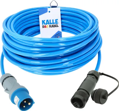 Produktbild von KALLE DAS KABEL Landanschlusskabel EXTREME Maritim mit Philippi Kupplung RS629 Polyurethanverlängerung H07BQ-F 3G 2,5 mm² 25 Meter 230V 16A Schutzart IP44 Boot