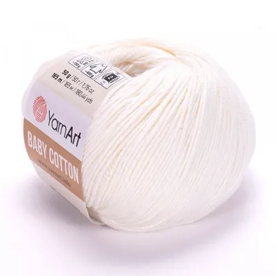 Produktbild von YarnArt Baby Baumwolle 401 – Weiches Premium-Baumwollgarn in Warmem Offwhite, Perfekt für Babykleidung und Amigurumi – 50g / 165m