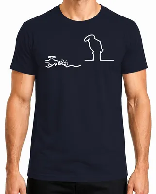 Immagine prodotto di Maglietta da uomo "Linea Balum Strichmännchen Wasserhahn Osvaldo Retro Cavandoli", colore blu navy, taglia XL