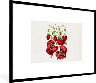 Produktbild von MuchoWow® Gerahmtes Poster Erdbeere - Lebensmittel - Pflanze 80x60 cm - Poster mit Schwarzem Bilderrahmen Wandposter Rahmen Foto Bilder - Schlafzimmer-Dekorationen - Fotoposter