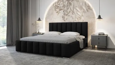 Produktbild von ADIDAR Greta Polsterbett 180x200cm Doppelbett Metalrahmen mit hydraulischen Liefern Bett Schwarz Amor Velvet 4322 - mit Lieferung nach Hause