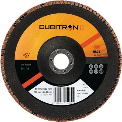 Produktbild von 3M Fächerscheibe Cubitron II 967A D.125mm K.60 fl.INOX CO 10 Stk