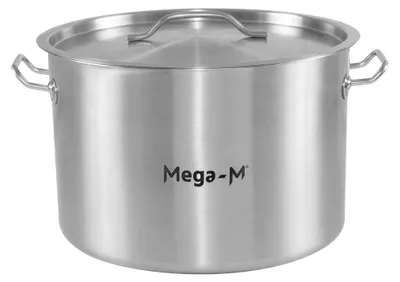 Zdjęcie produktu dla Garnek gastronomiczny średni ze stali nierdzewnej z pokrywką Mega-M Standard 24L 36x24 cm