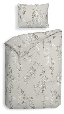 Produktbild von Heckettlane Chiara Bettbezug - 135x200 cm – 100% Baumwoll-Flanell – Hochwertige Bettwäsche mit motiv – Weich - Atmungsaktiv und Hautfreundlich – inkl. 80x80 cm Kissenbezug – Grau