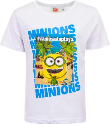 Produktbild von Minions Kinder T-Shirt 100 % Baumwolle mit ikonischem Print Weiß 6 Jahre
