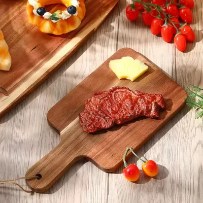 Produktbild von Schneidebrett,Serviertablett mit Griff, Holz, anthrazit, für Pizza, Brot, Käse,12*6inch