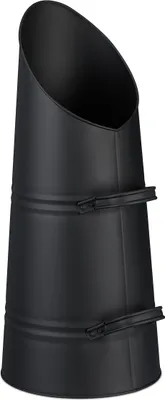 Immagine prodotto di Relaxdays Contenitore per carbone, 16 litri, ferro, secchio per carbone con 2 manici, scivolo per pellet per il riempimento, caminetto e barbecue, nero