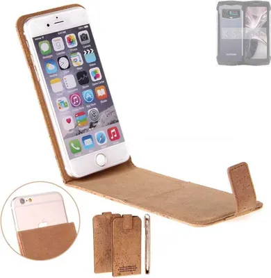 Produktbild von K-S-Trade Handyhülle kompatibel mit Doogee Smini Kork Hülle Flipstyle Case Schutzhülle Kork Case Hülle Flip cover Klapphülle Klapp, braun 1x