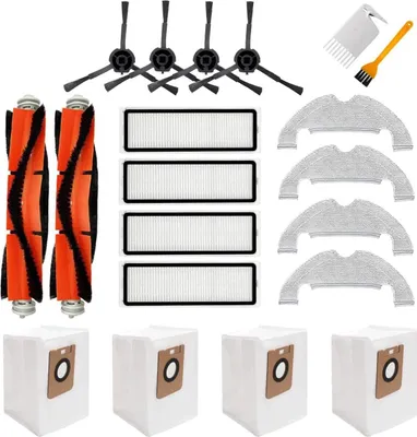 A collection of vacuum cleaner accessories laid out on a white background.