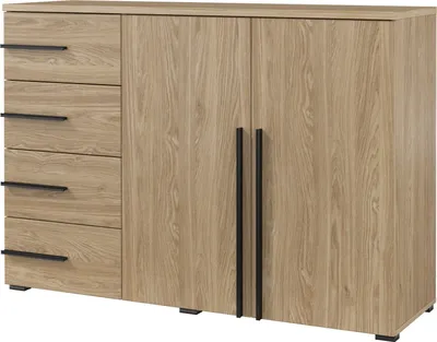 Obrázek produktu pro Komoda Violla - 45 zásuvková skříňka 134X94X40 cm se 2 dvířky a 2 zásuvkami (olejovaný dub)