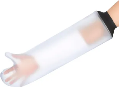 Obrázek produktu pro Sprchový vodotěsný obal bez kroužku pro dospělé s krátkým ramenem 57 cm, PVC, omyvatelný, opakovaně použitelný, elastický