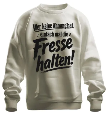 Productafbeelding van Voor wie geen idee heeft: het "Statement Sarkasmus" sweatshirt, verkrijgbaar in natuurlijke kleuren