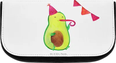 Produktbild von Mr. & Mrs. Panda Waschbeutel Avocado Party Zeit - Weiß - Geschenk, Happy Birthday, Make-Up Tasche, Schminktasche klein, kosmetiktäschchen, Kosmetiktasche, Feier