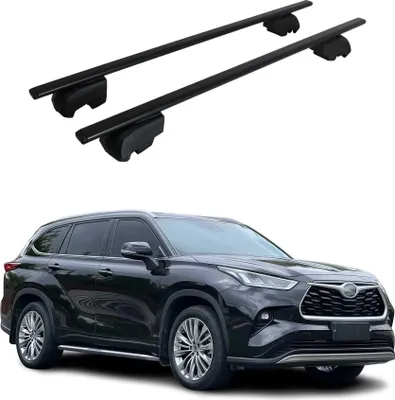 Image de Barres de toit Transversales pour Toyota Highlander 2020-2023 Fer Noir ABE