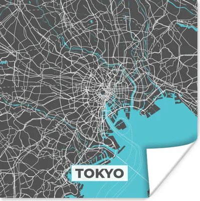 Produktbild von MuchoWow® Poster Tokio - Blau - Stadtplan - Karte 100x100 cm - Babyzimmer
