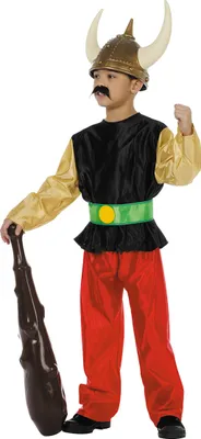 Produktbild von W3233-164 rot schwarz Kinder Gallier Kostüm Wikinger Gr.164