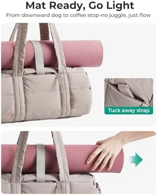 Produktbild von Sporttasche für Damen, Reisetasche für Yogamatten mit Nass- und Trockenfach, 18 l, gesteppte Sporttasche für Wochenendausflüge/Schwimmen, Rosa