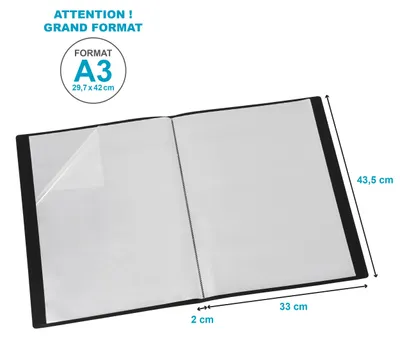 Imagen del producto de Carpeta de hojas sueltas DIN A3, marca Veloflex Viquel, con 30 fundas, capacidad para 60 hojas, encuadernada, modelo V546005